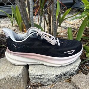 Hoka One One Clifton 9 Black/Pink Running Shoes Women's US 7.5 B 1127896 ONQ
